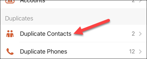 Select "Duplicate Contacts."