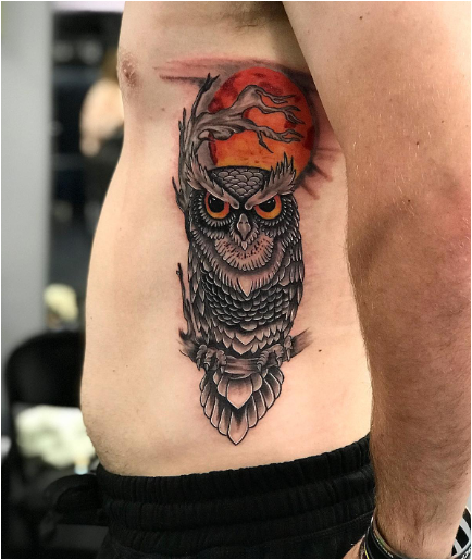 Owl Guy Rib Tattoos