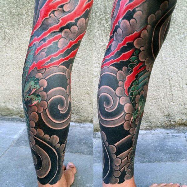 ลายสักก้อนเมฆขา10