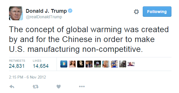 Image result for tweets trump climate change