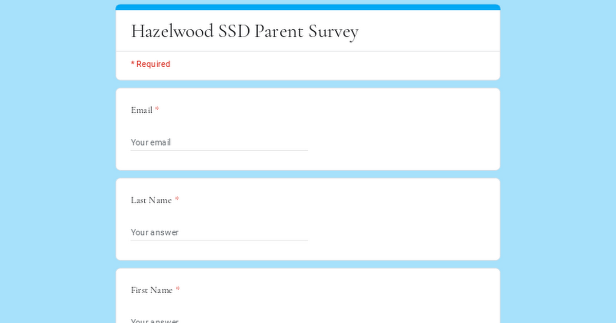 Hazelwood SSD Parent Survey