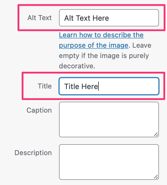adding alt text for images in wordpress