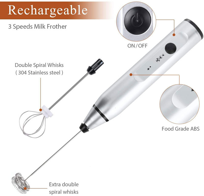 Electric Milk Frothers Handheld Wireless Blender USB Mini Coffee Maker Whisk Mix
