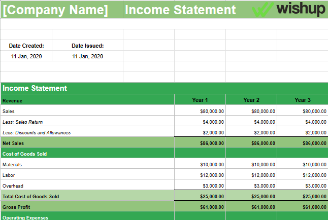 Income Statement Template