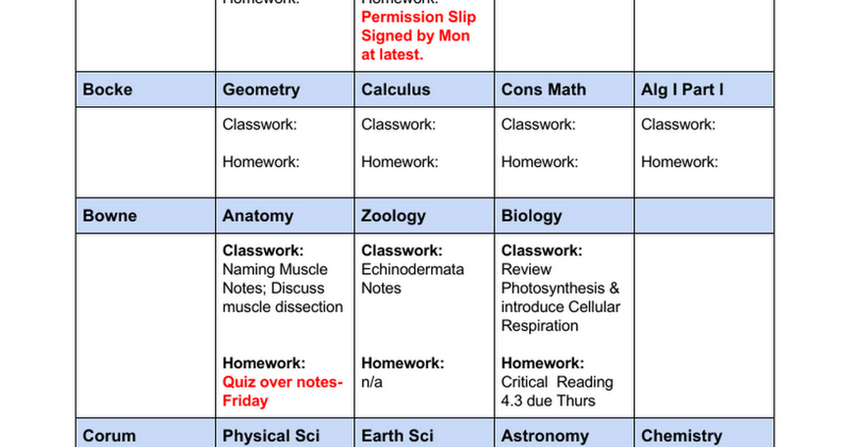 google docs homework template