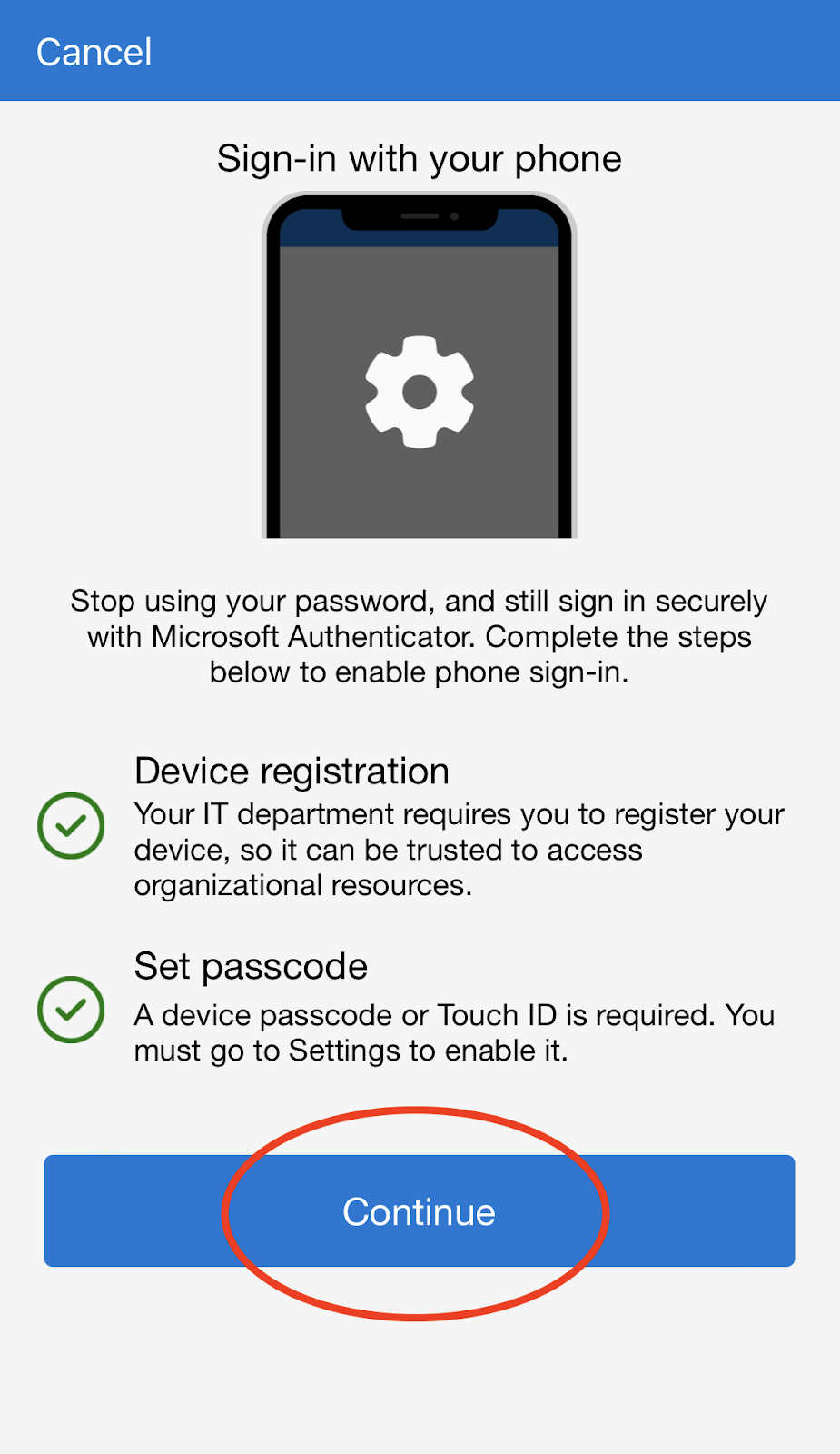 Authenticator app enabling phone sign-in