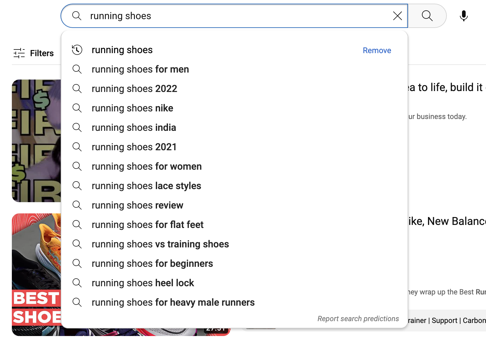 Youtube screenshot of running shoes.