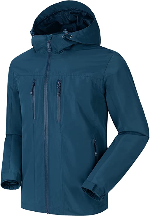CAMEL CROWN Men's Rain Jacket with Hood Waterproof Windbreaker Raincoat Shell for Outdoor Hiking Climbing Traveling