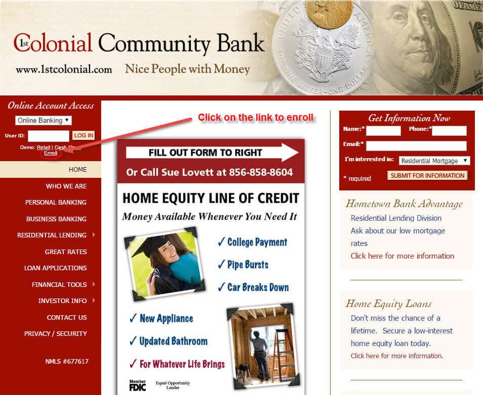 1st Colonial Community Bank Online Banking Login
