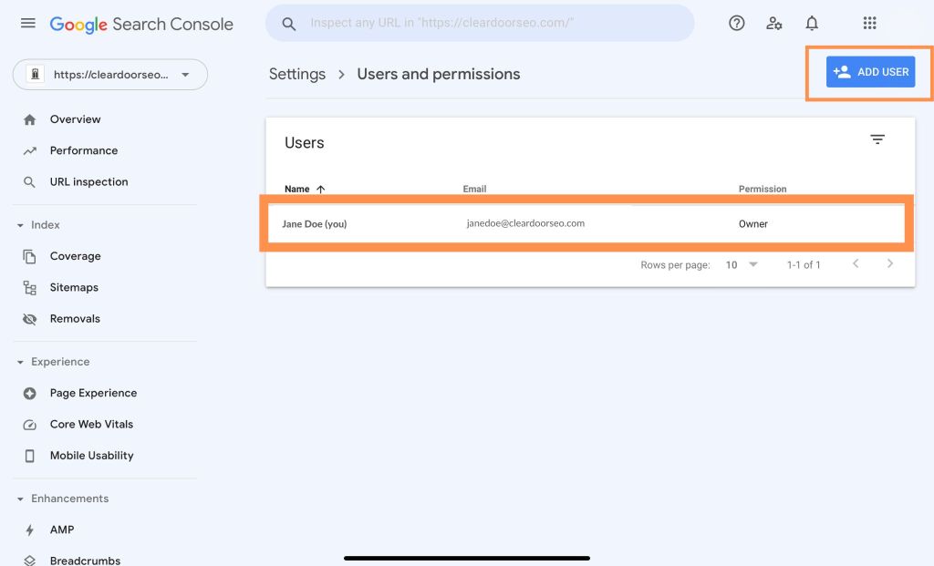 Managing users and permissions in Google Search Console