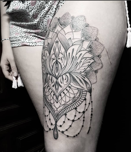 flower tattoo for leg