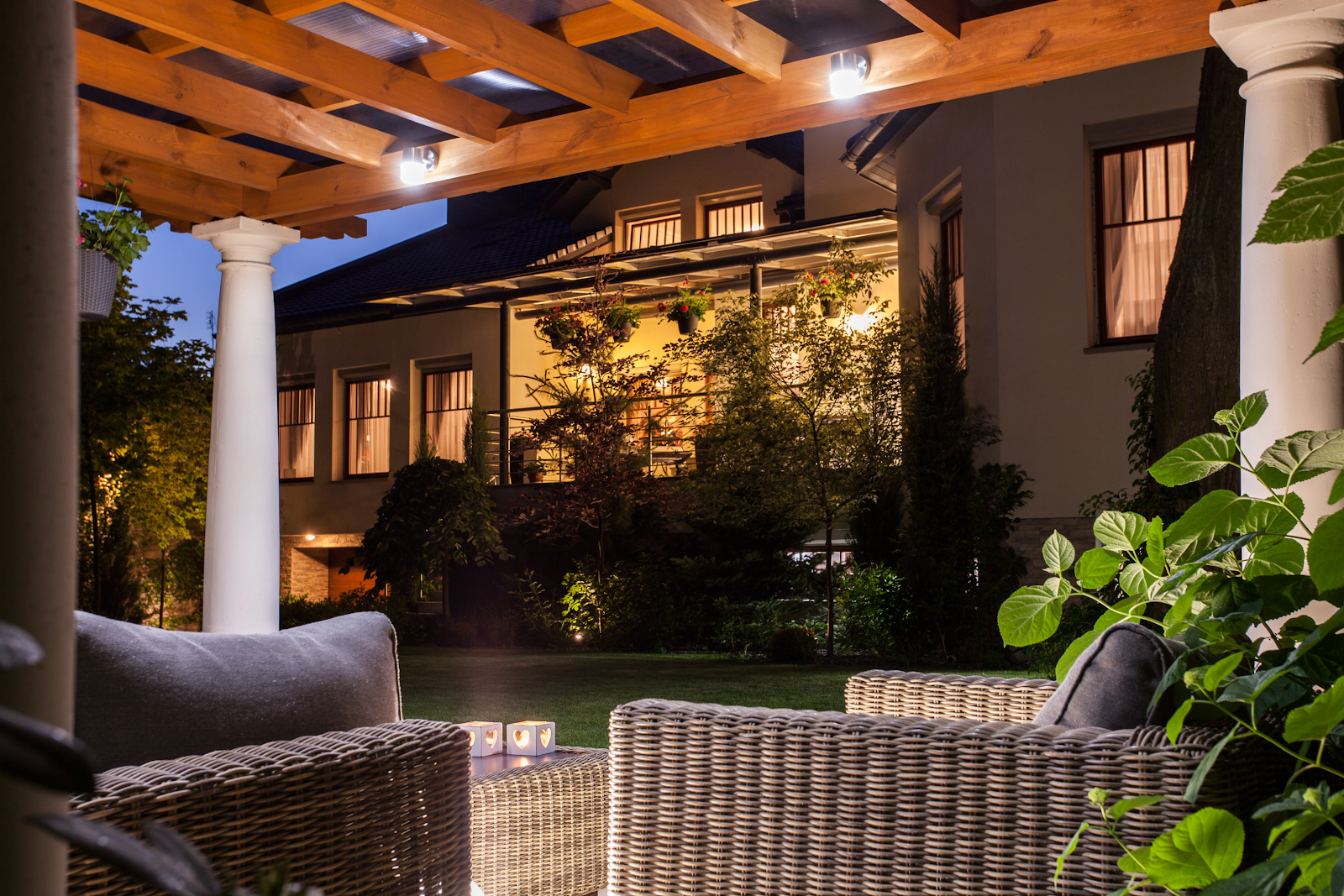 Installing mood lighting is an easy way to create a glow that sets the mood of your alfresco area.