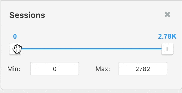 Screenshot of a slider in the sessions filters