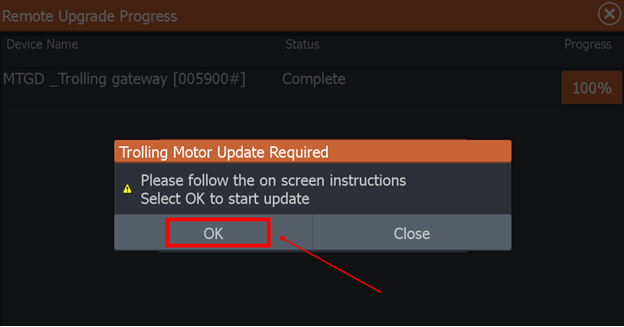 Paso 11. Actualización SWUP 22 software para MotorGuide Xi3 y Xi5