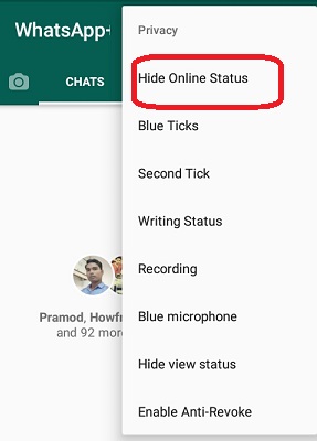 Hide Online Status in WhatsApp Plus