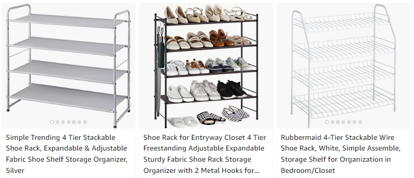 Rubbermaid 4-Tier Wire Shoe Rack, White, Simple Assemble, Storage