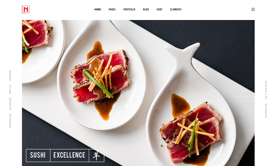 Tema WordPress de restaurante moderno Nigiri