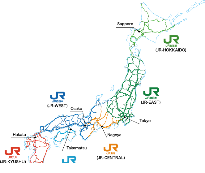 mapa de linhas da japan railways