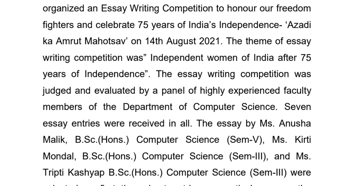 report on english essay writing competition