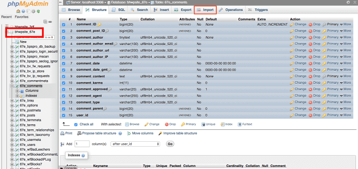 recuperar sites deletados php myadmin