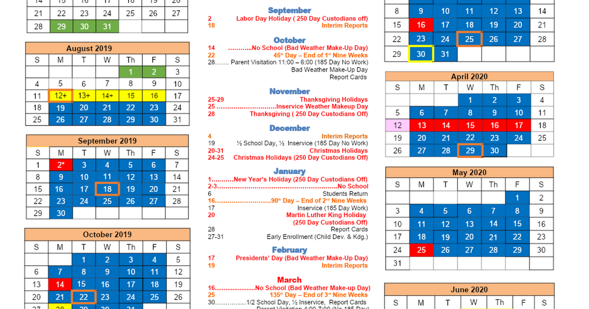 Clarendon 3 School Calendar 2019-20 Draft April 10, 2019.doc - Google Drive