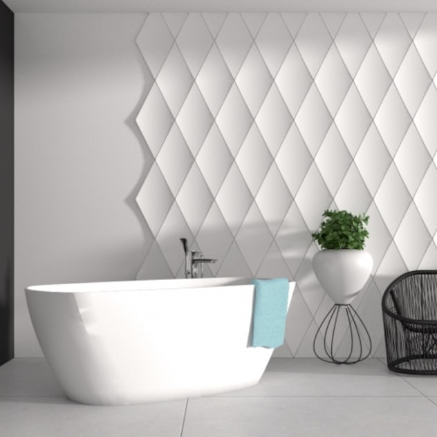 Tile board wall panels in bathroom gives an aesthetic ceramic texture for the room.
