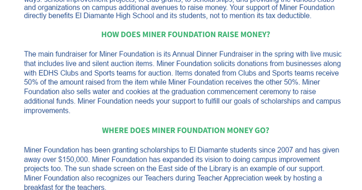 EDHS-Miner Foundation