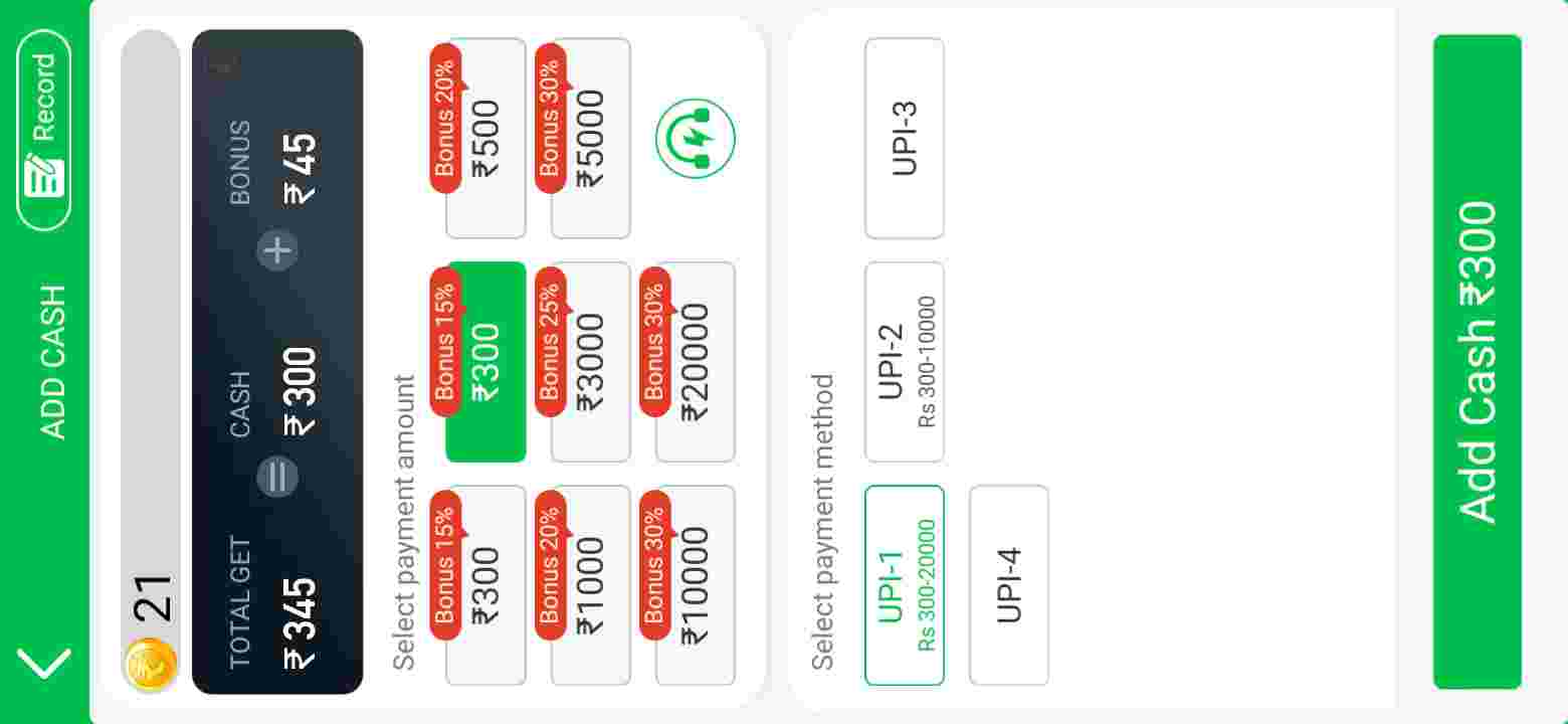 Add cash
