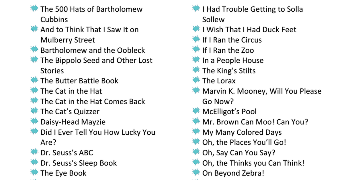 Seuss Book List Blog Freebiepdf Google Drive