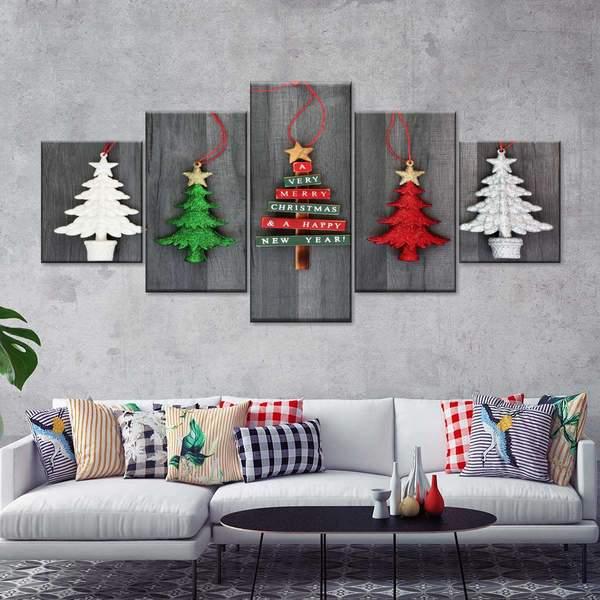 Christmas Trees Multi Panel Canvas Wall Art