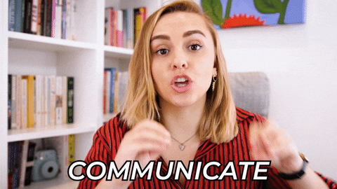 Communicate gif (woman using her hands to emphasize point)