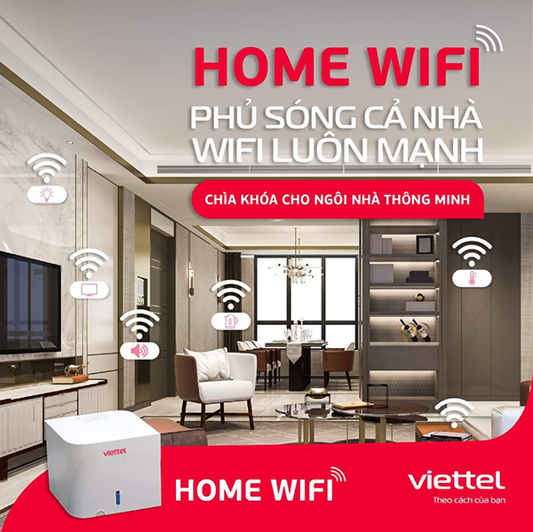 Hệ thống wifi mesh Viettel phủ sóng wifi tốc độ cao và ổn định cho khắp căn hộ. 