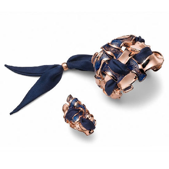 18K Rose Gold and Silk Bracelet