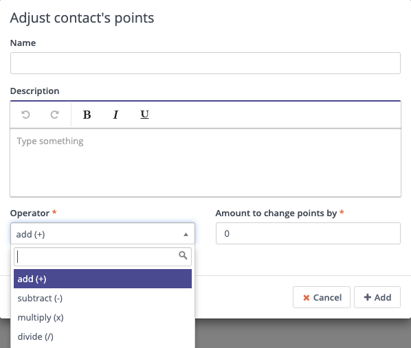 Form Action - Adjust Contact's Points