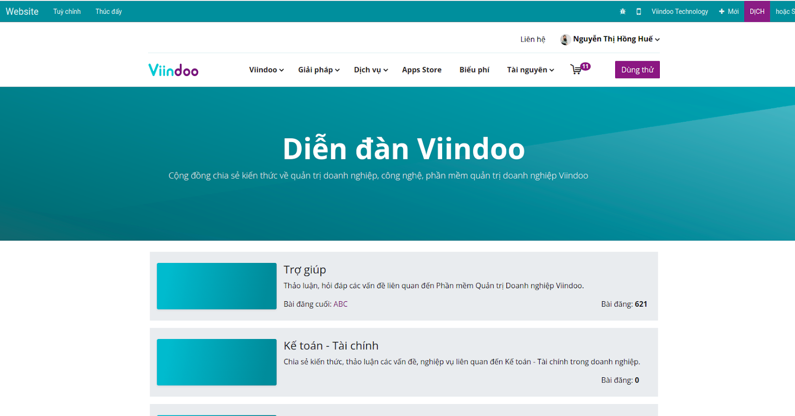 Lựa chọn Danh mục bất kỳ trên Diễn đàn