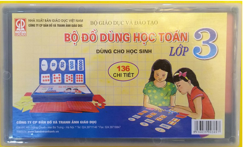 Khối lượng và thành phần của bộ dụng cụ học toán lớp 3. (Ảnh: Sưu tầm Internet)