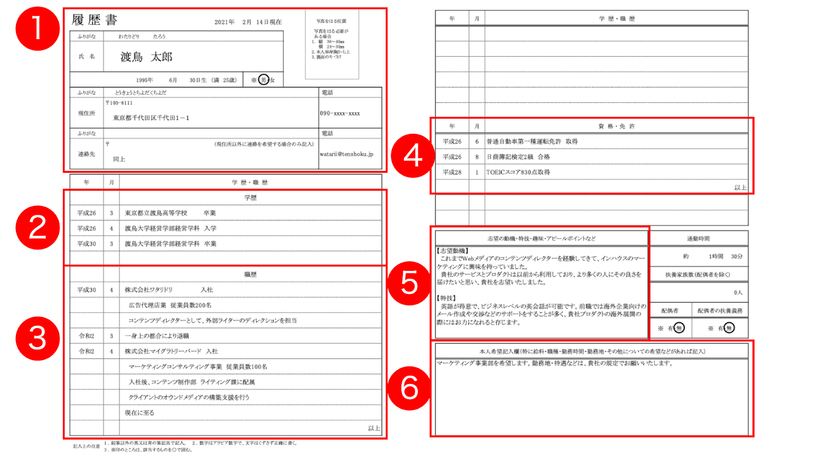 履歴書の見本