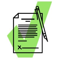 Icon of bill with a green checkmark