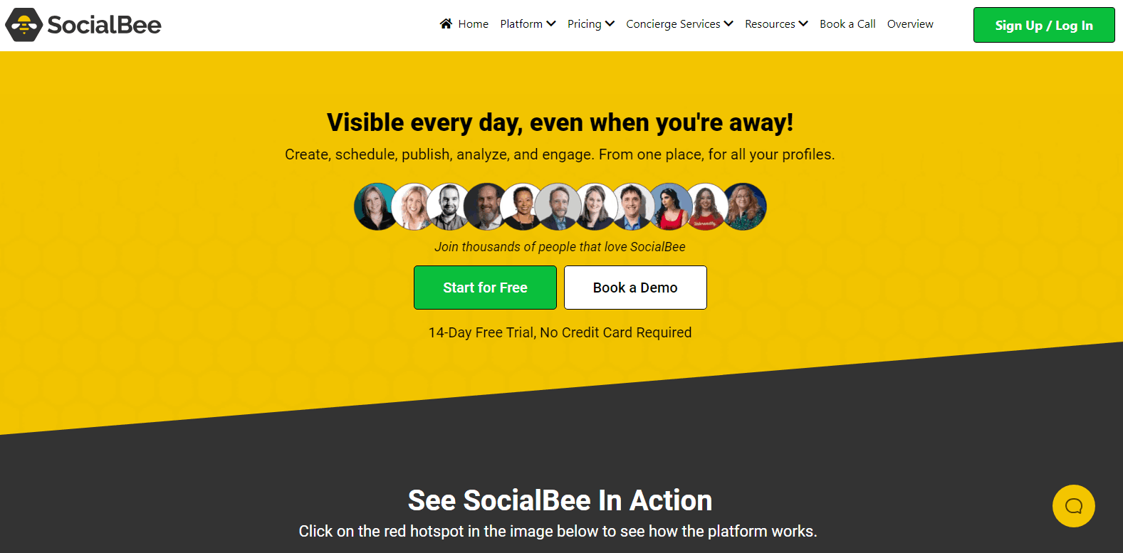 SocialBee Homepage: Visible every day, even when you're away!