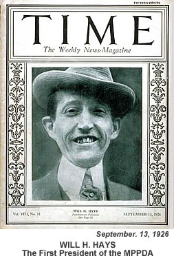 Will H Hays on Time Magazine 1926