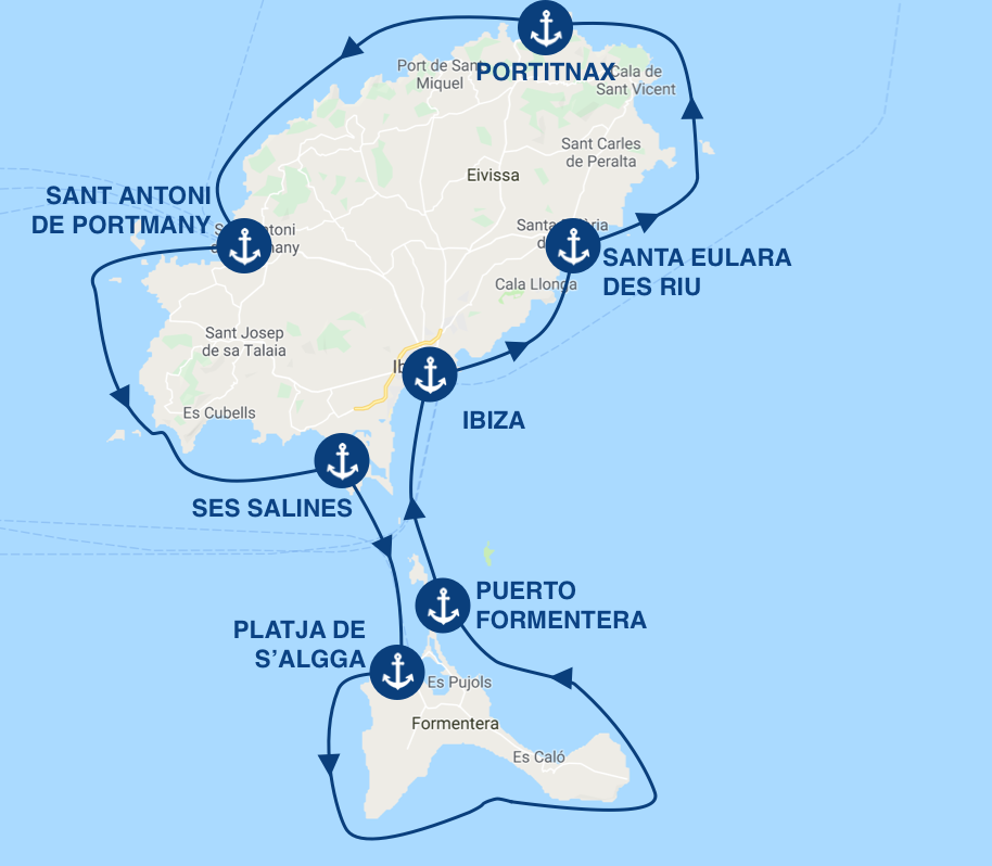 Itinerario para un crucero desde Ibiza