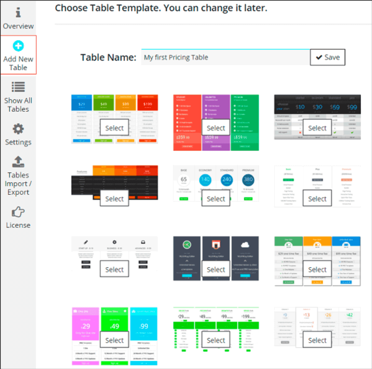 Tableau des prix Plugin 03