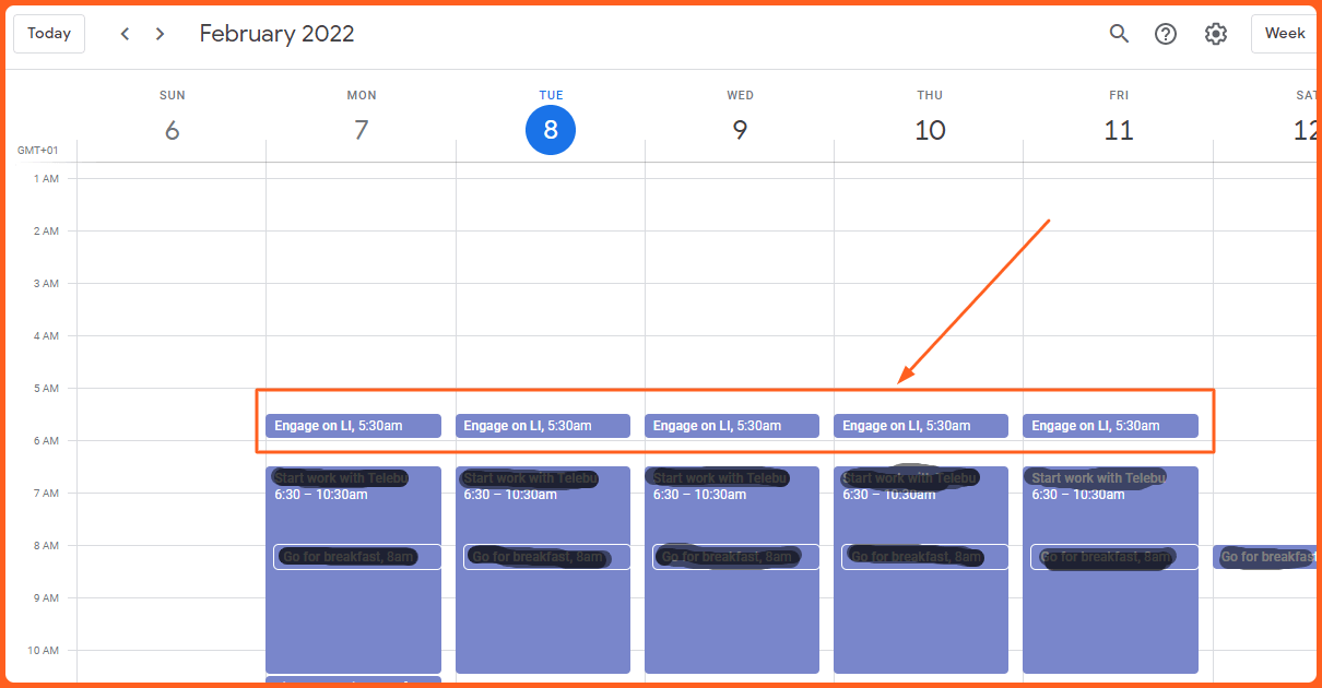 Scheduling Linkedin engagement on Google Calendar.