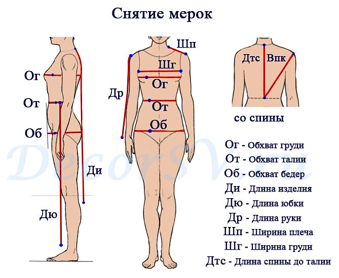 По какой стороне фигуры снимают мерки для построения чертежа