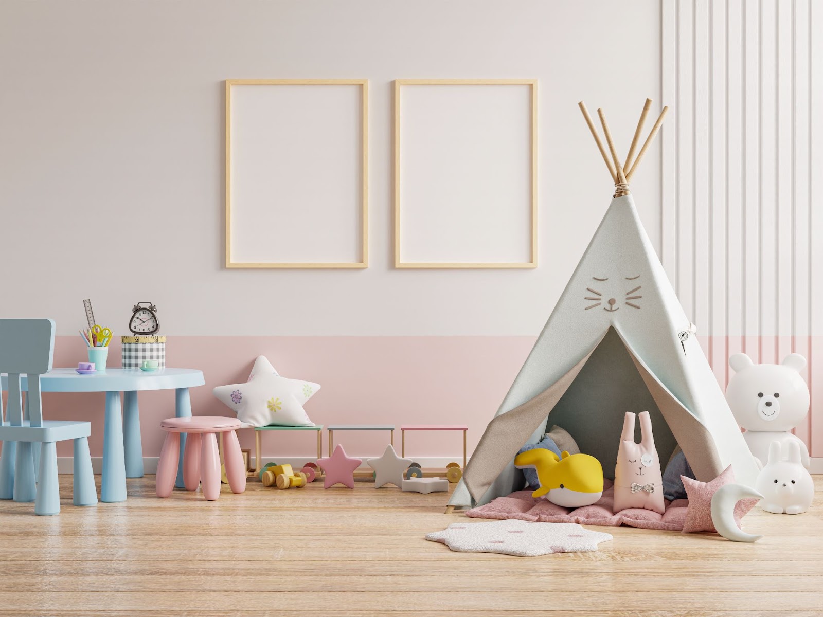 Piso sintetico en habitación infantil