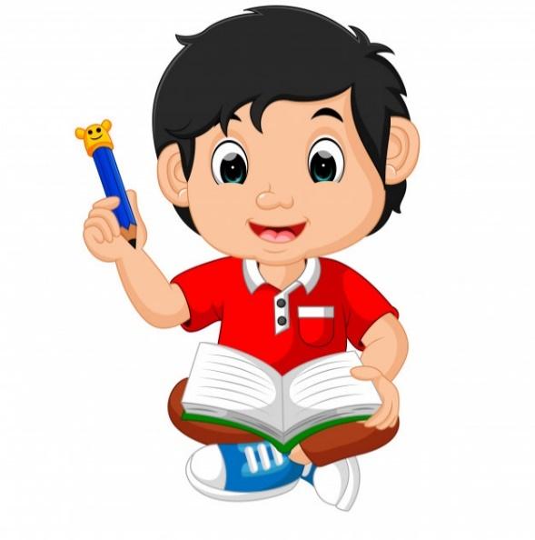 Niño escribiendo y dibujando. dibujos animados divertidos | Vector ...
