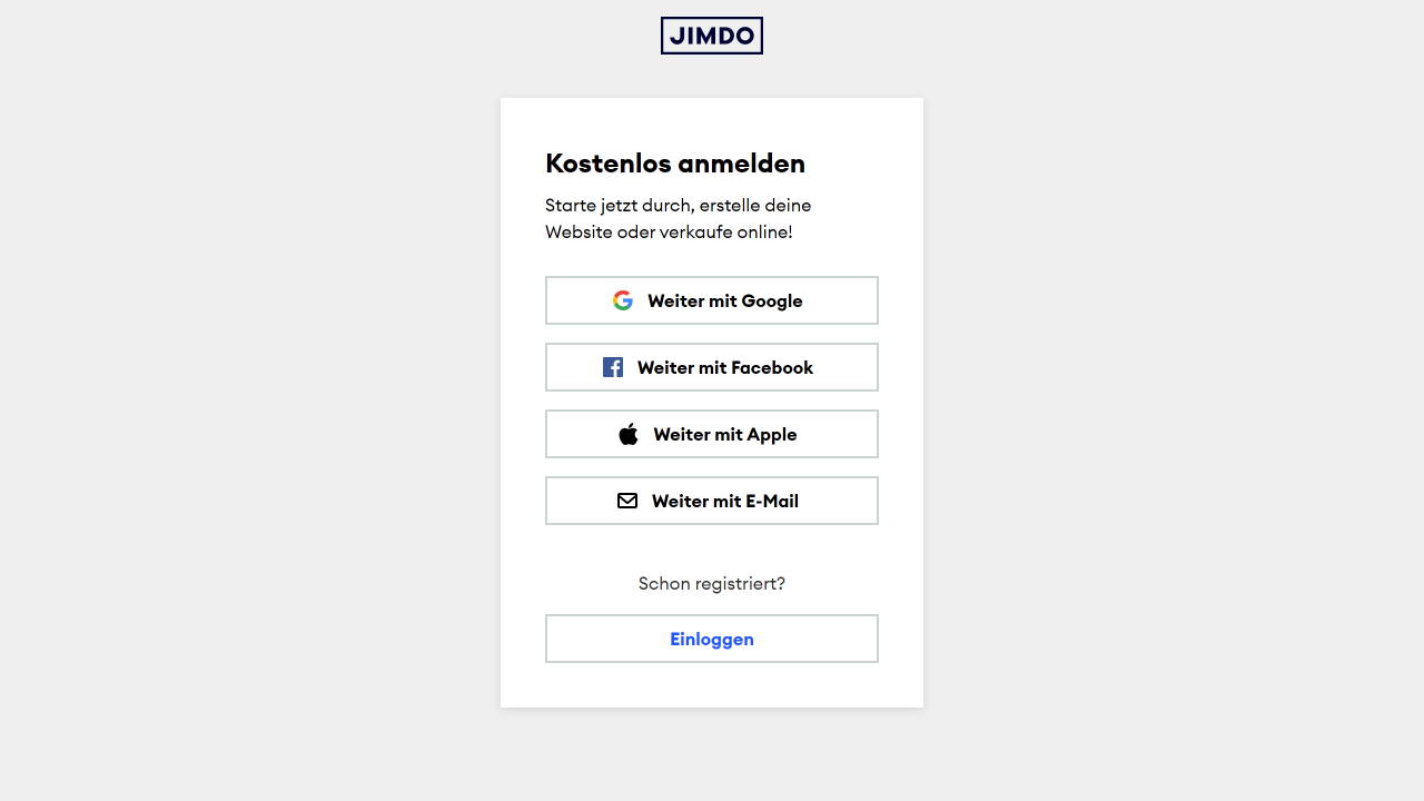 Jimdo Online Shop Registrieren