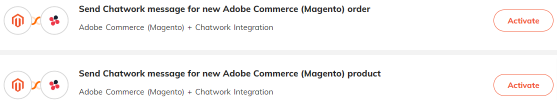 Popular automations for Adobe Commerce (Magento) & Chatwork integration.