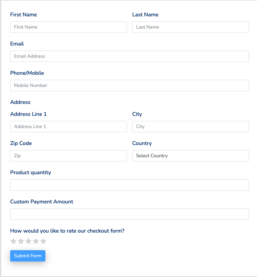 Preview of a contact form