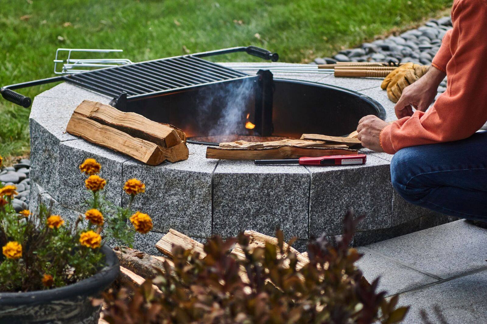 Woodbury Gray granite DIY fire pit
